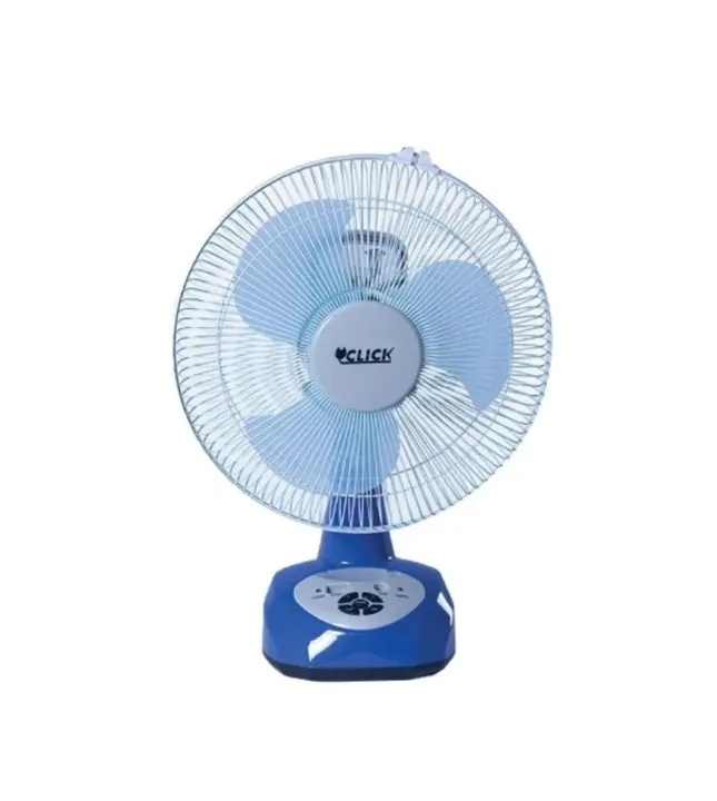 Click Rechargeable Table Fan 12'' Blue With USB Charger
